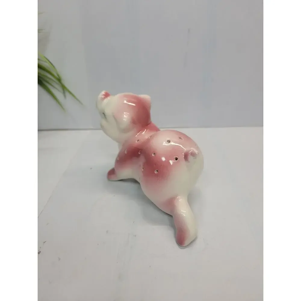 Vintage 1950s Ceramic Pink Pig Toothpick Holder Appetizer Hors D'oeuvre Server